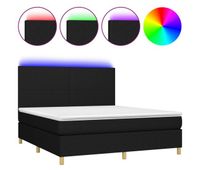 cama box spring colchon y luces led tela negro 160x200 cm diseno plano