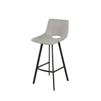 taburete alto con tapizado gris claro y patas negras