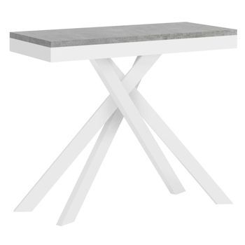 Consola Extensible 90x40/300 Cm Krack Evolution Cemento Estructura Blanca