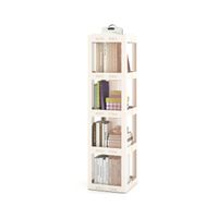 costway estanteria 4 niveles giratoria plegable biblioteca giratoria 360 con base giratoria torre de estanteria de estante alto blanco