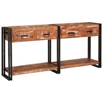 Mesas Consola Con Cajón 2 Piezas Multicolor 161 X 33 X 75 Cm