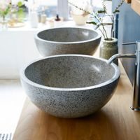 lavabo redondo de terrazo gris   40 cm