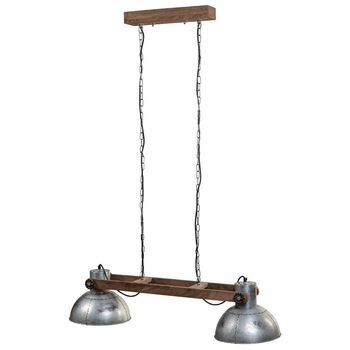 Lampara De Techo De Madera Y Metal Gris