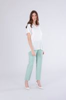 blusa kimono de manga corta con ribete de saten white