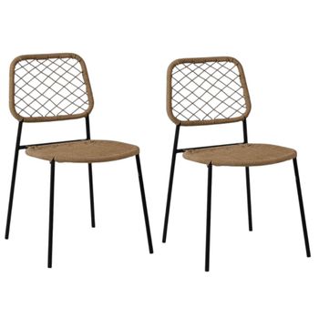 2 sillas de comedor de cuerda y acero negro