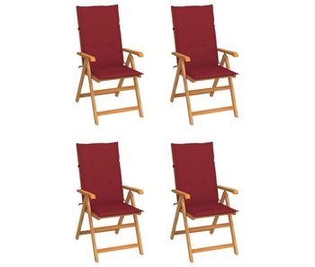 Sillas de jardin 4 unidades madera de teca cojines rojo tinto