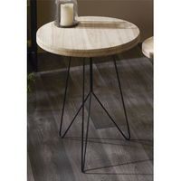 mesa redonda madera nat con patas negras 66 cms 55dx66 cms