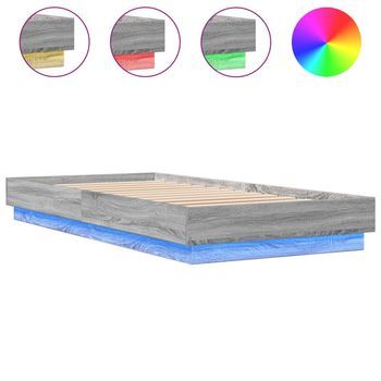 Cama Para Adulto | Cama Individual | Estructura De Cama Con Luces Led Gris Sonoma 100x200 Cm