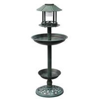 fuente comedero para banera bebedero para pajaros verde con lampara solar 39x39x97 cm dec020796