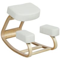 vinsetto silla ergonomica con rodilleras en madera de abedul y cojin 51x69x58 cm crema