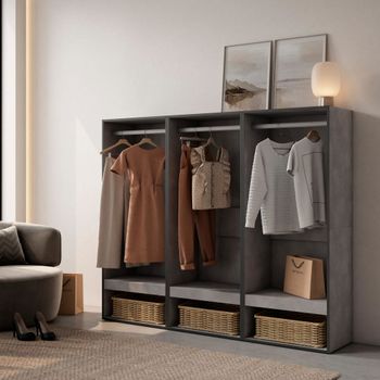 Vestidor efecto madera cemento 180x35x145cm