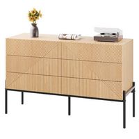 aparador - mueble de almacenamiento para salon - mdf y metal - natural 1155x38x75cm