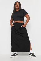 yours falda larga negra cargo en algodon mujer curvy y tallas grandes yours