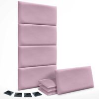 dhome juego de 8 paneles tapizados de polipiel premium pack autoadhesivos para pared acusticos absorbentes proteccion rosa 50x30cm x8