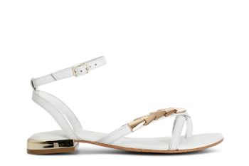 sandalias chanclas de piel con accesorio white