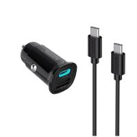 cargador coche accetel cc636 carga rapida 33w usb-c pd  usb-a qc cable 1 m