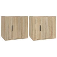 pack 2 uds mesitas de noche  mesa auxiliar  mesilla color roble sonoma 50x39x47 cm