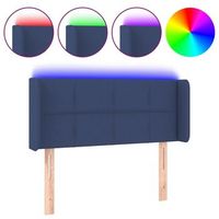 cabecero cama  panel de cabecera con led de tela azul 103x16x7888 cm