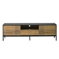 mueble tv bajo de 170 x 35 x 50 cm roble y negro para televisores de hasta 70 pulgadas