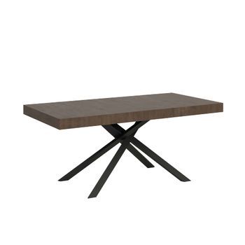 Mesa Extensible 80x160/244 Cm Karida Nogal Patas Blanca
