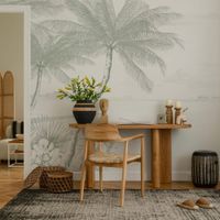papel pintado panoramico playa tropical verde 450 x 250cm