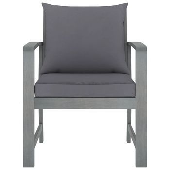Pack 2 Uds Sillas De Jardín | Silla De Exterior | Sillón Cojines Gris Oscuro Madera Maciza Acacia