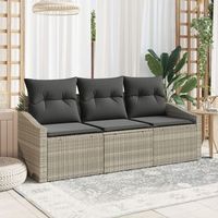 conjunto de sofa de jardin  de 3 piezas con cojines ratan de polietileno beige claro v1686 unico  beige