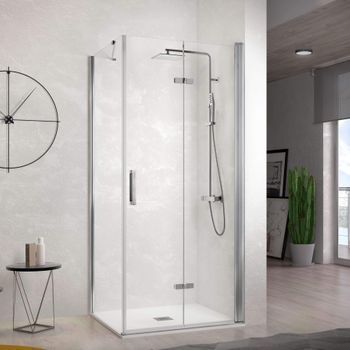 Frontal De Ducha + Puerta Plegable Nardi 65 Cm Lateral Fijo / Izquierda: 86.5 - 89 Cm