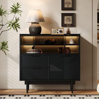 Aparador - Mueble Auxiliar Para Baño Y Salón - Mdf - Negro (80x35x80cm)