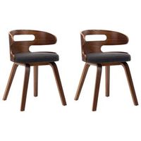 sillas de comedor 2 unidades madera curvada y tela gris oscuro