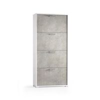 mueble zapatero blanco con 4 puertas efecto hormigon con doble fondo
