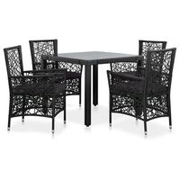 juego de comedor de jardin 5 piezas de ratan sintetico negro vidaxl