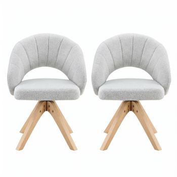 Set 2 Sillas Comedor Giratorias Terciopelo Madera Urban Meuble 46x49x84 Cm - Gris Claro