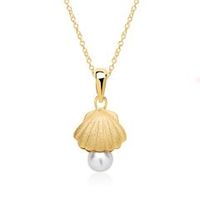 cadena de concha de plata 925 chapada en oro con perla