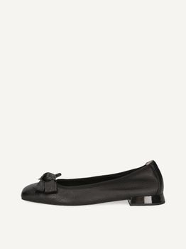 CAPRICE Ballerina, black, made of Leather with Trapeze heel, Size 36