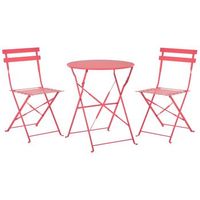 conjunto de balcon de metal rojo mesa redonda sillas de acero exterior fiori