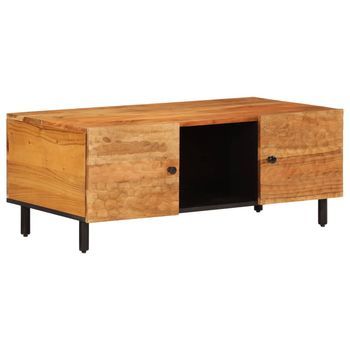 Mesa De Centro 54x100x40 Cm Madera Trabajada Y Hierro - Marrón