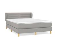 cama box spring con colchon tela gris claro 140x200 cm rayas horizontales