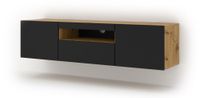 mueble para tv efecto madera crema y negro