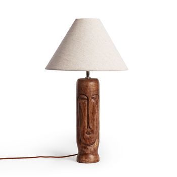 Lámpara De Mesa Madera Tótem Iluzzia Beige