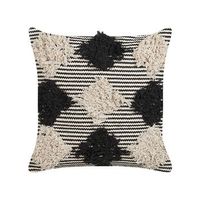 cojin de algodon beige negro 50 x 50 cm hecho a mano patron geometrico bhusawal
