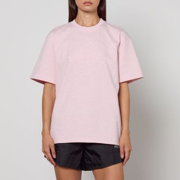 Ganni Drop Shoulder Heart Cotton-Jersey T-Shirt - S