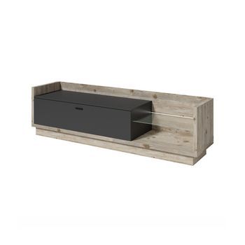 Mueble Para Tv Colección Cork Con Led - Color Pino Y Gris Antracita - Dimensiones 220 X 58 X 48 Cm
