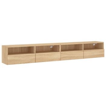 2 Uds Muebles Tv De Pared | Mueble De Salón | Armario Tv Madera Roble Sonoma 100x30x30 Cm