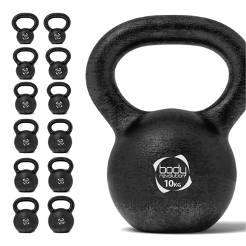 Pesa Rusa Kettlebell De Hierro Fundido - 10 Kg C/asa Ancha Y Ergonómica