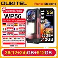 smartphone oukitel wp56 36gb 1224 512gb android 15 16000 mah 45w lampe de camping 68 120hz 128db 108 mp 5g telefono movil