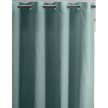 Cortina Zeff De Lino Verde Grisáceo - 140 X 280 Cm