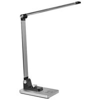 lampara led de escritorio moderna para oficina 3 modos de temperatura regulador cargador inalambrico aluminio material sintetico plateado enif