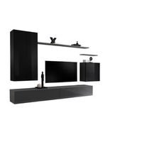 conjunto de muebles de sala coleccion switch ii diseno color negro y gris brillante
