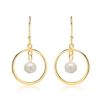Pendientes de plata 925 bañados en oro con perlas